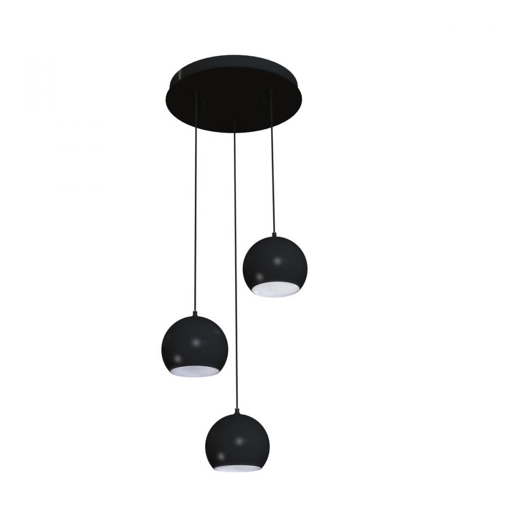 Roxy 3 Light Round Pendant,120V,Black