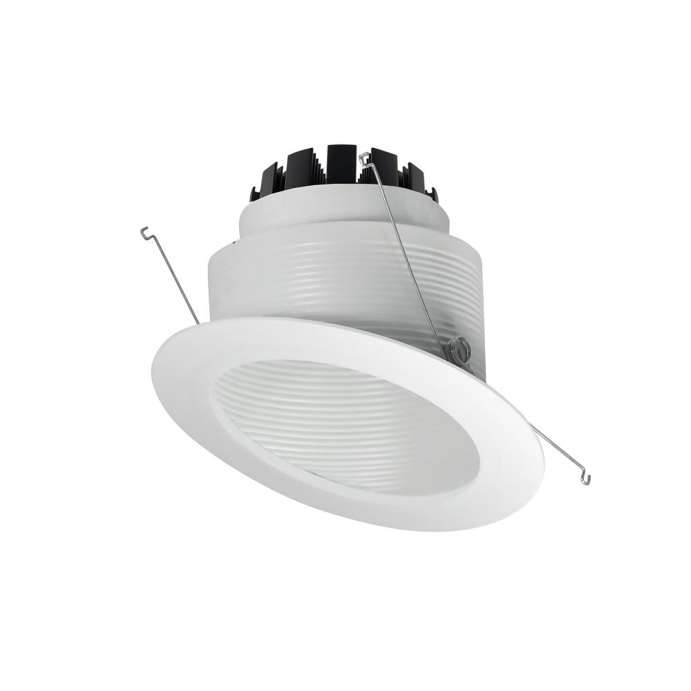 6" Marquise III Round Slope Baffle, 900lm, 3500K, Flood Optic, White Baffle/White Flange