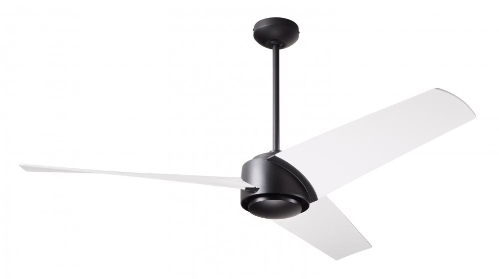 Ambit DC Fan- Matte Black Finish; 56" Matte White Blades; No Light; Wall Control