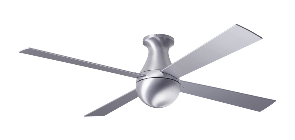 Ball Flush Fan; Brushed Aluminum Finish; 42" White Blades; No Light; Fan Speed Control