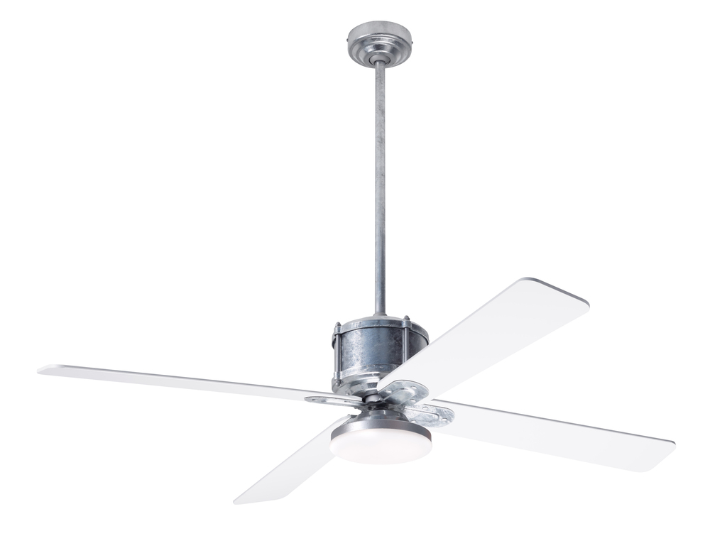 Industry DC Fan; Galvanized Finish; 50" White Blades; 20W LED Open; Wall Control