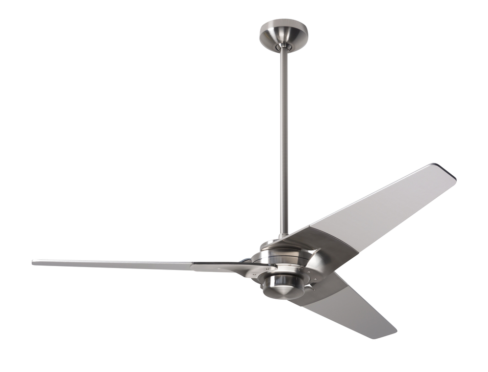 Torsion Fan; Bright Nickel Finish; 52" White Blades; No Light; Fan Speed Control