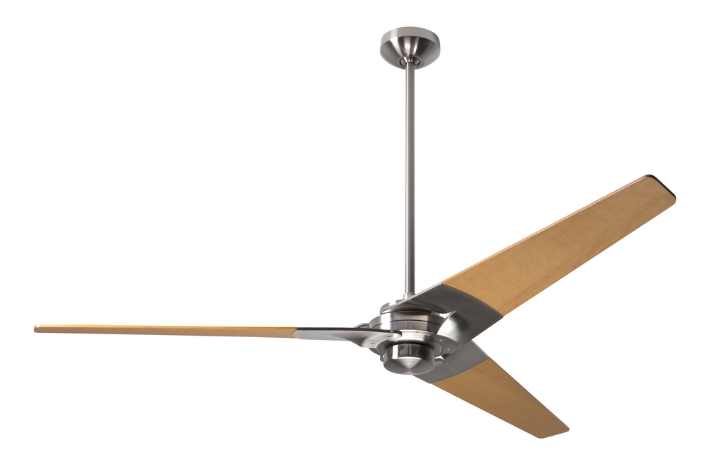 Torsion Fan; Bright Nickel Finish; 62" Maple Blades; No Light; Fan Speed Control