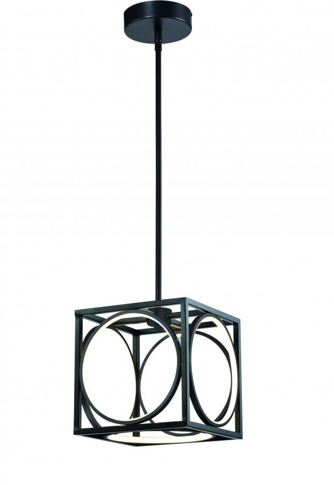 9.5" 20W LED Pendant, initial Lumen,1200 in black frame with Black inside, 3000K