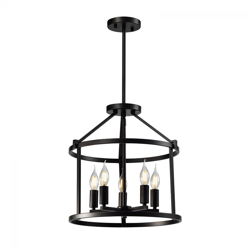 15" 5X60W Pendant in Black Finish