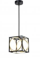 Lit Up Lighting LIT3531BK-GD - 9.5" 20W LED Pendant, initial Lumen,1200 in black frame with Gold inside 3000K