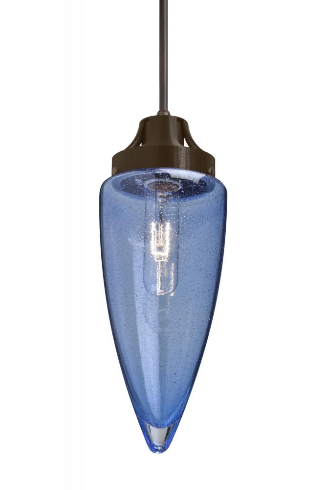 Besa, Sulu Cord Pendant, Blue Bubble, Bronze Finish, 1x60W Medium Base