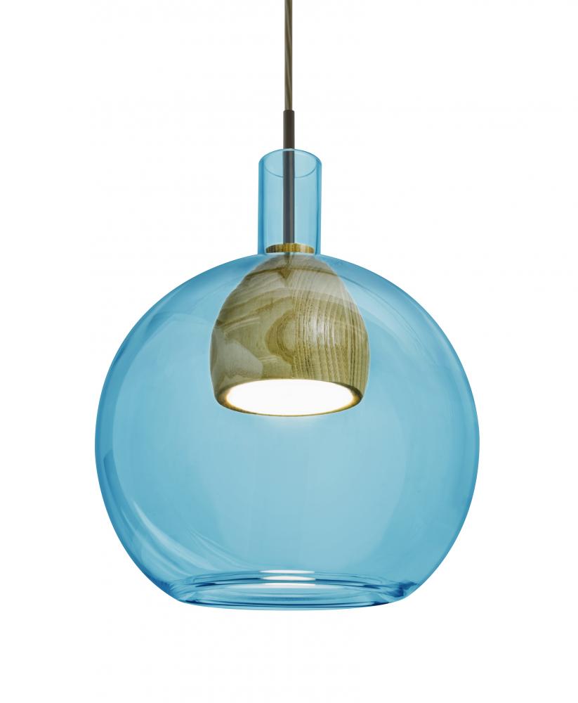 Besa, Benji Cord Pendant, Blue/Medium, Bronze Finish, 1x9W LED