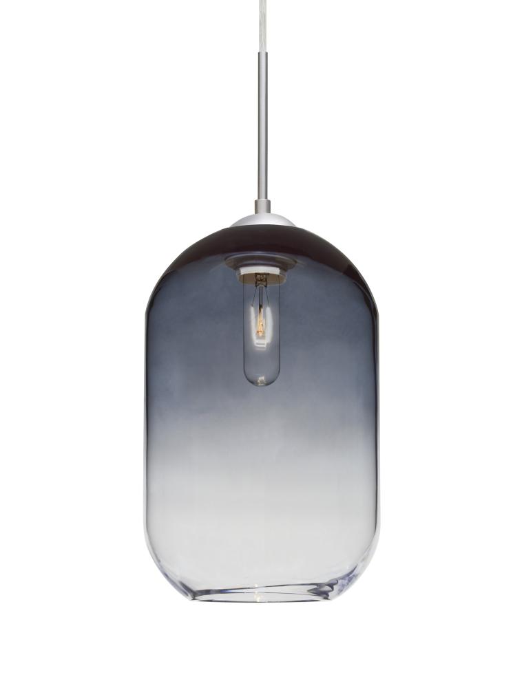 Besa, Omega 12 Cord Pendant,Steel/Clear, Satin Nickel Finish, 1x60W Medium Base