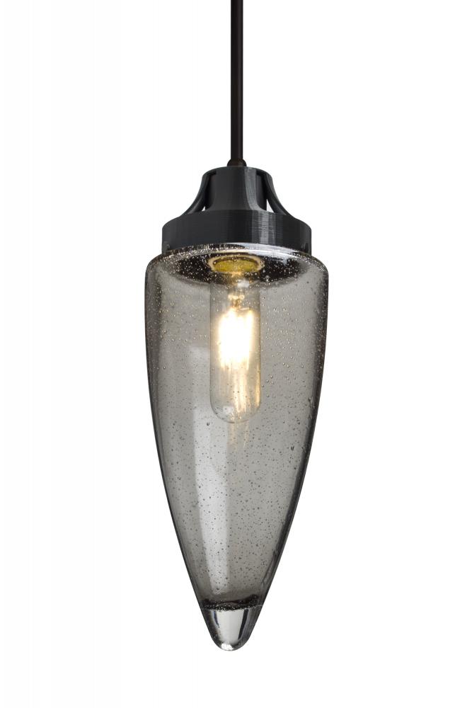 Besa, Sulu Cord Pendant, Smoke Bubble, Black Finish, 1x4W LED Filament