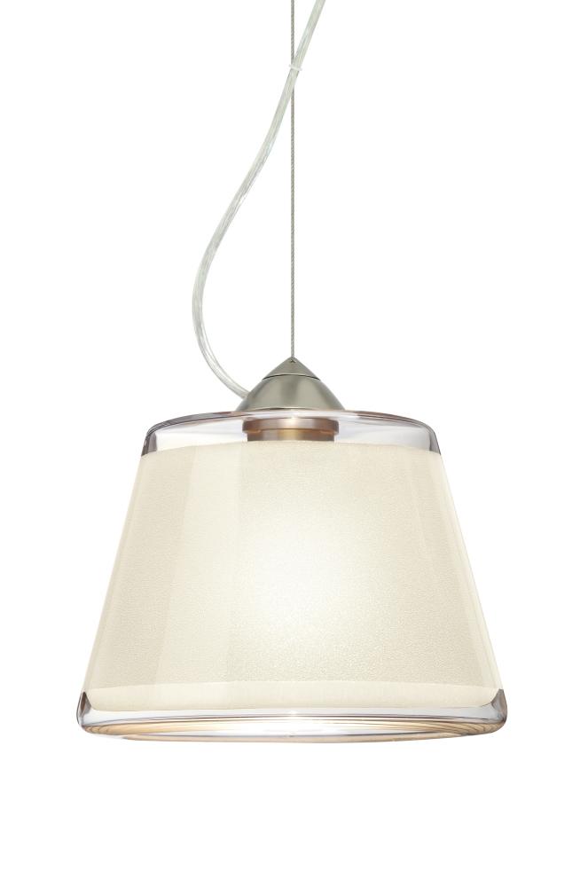 Besa Pica 9 Pendant 1Kx White Sand Satin Nickel 1x75W Medium Base