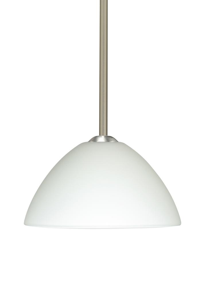 Besa Tessa Stem Pendant Satin Nickel White 1x75W Medium Base