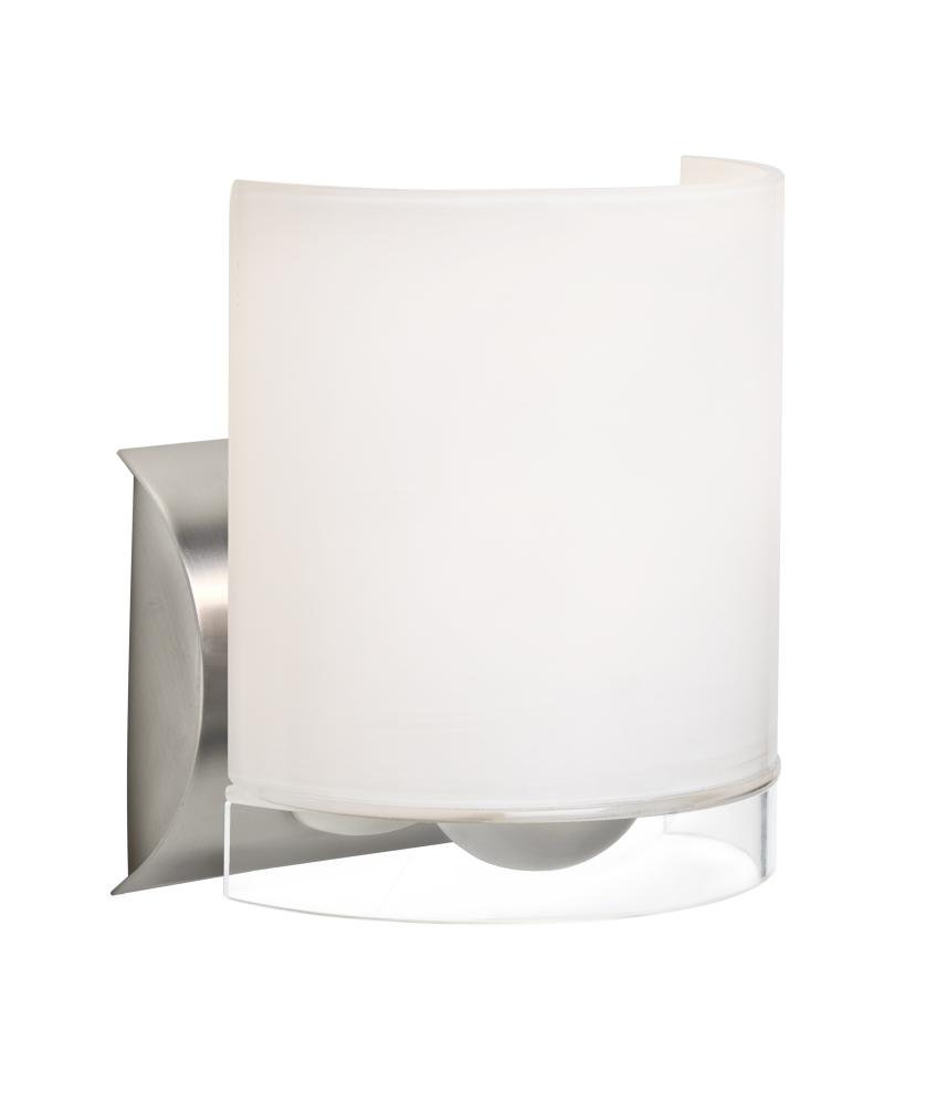 Besa, Celtic Wall Sconce, Opal Glossy/Clear, Satin Nickel Finish, 1x60W Medium Base