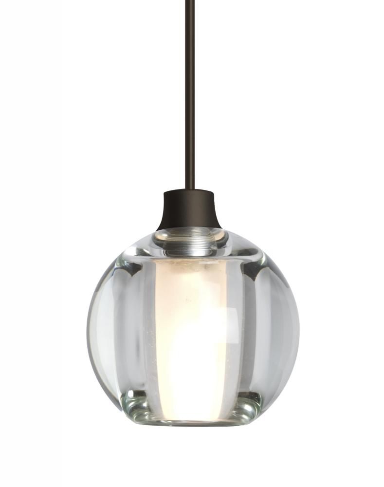 Besa, Boca 5 Cord Pendant, Clear, Bronze Finish, 1x3W LED