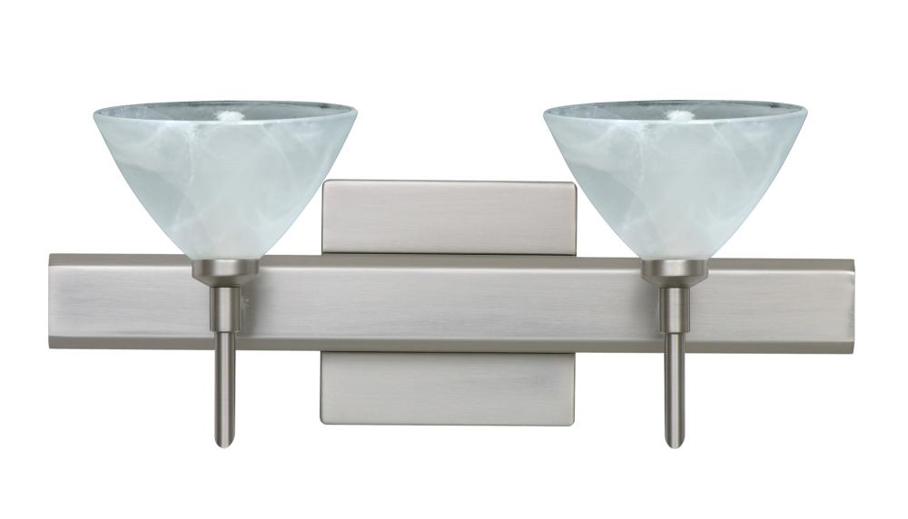 Besa Wall With SQ Canopy Domi Satin Nickel Marble 2x5W LED