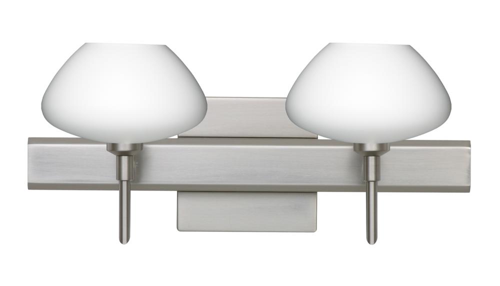 Besa Wall With SQ Canopy Peri Satin Nickel Opal Matte 2x5W LED