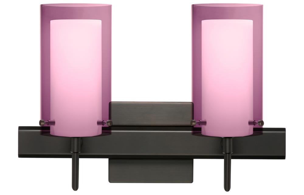 Besa Pahu 4 Wall With SQ Canopy 2SW Transparent Amethyst/Opal Bronze 2x40W G9