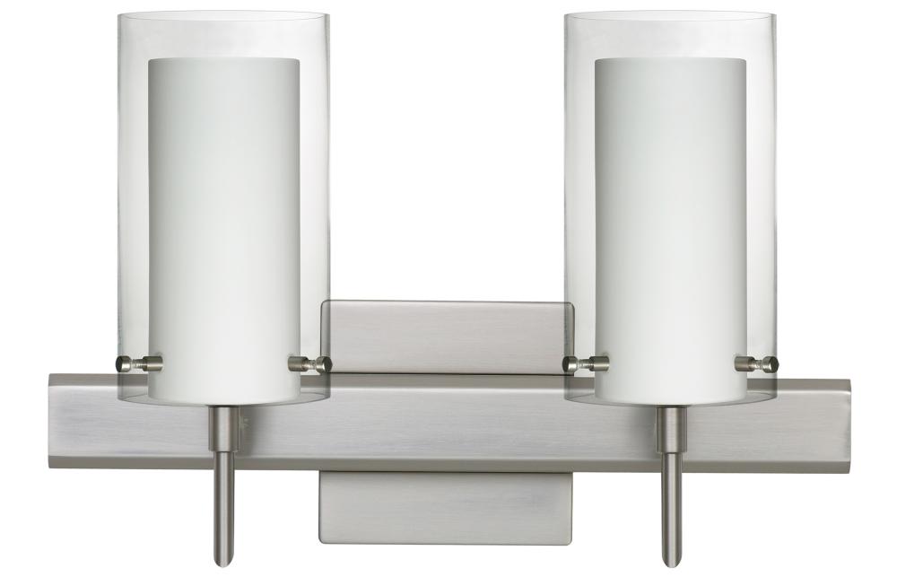 Besa Pahu 4 Wall With SQ Canopy 2SW Clear/Opal Satin Nickel 2x40W G9