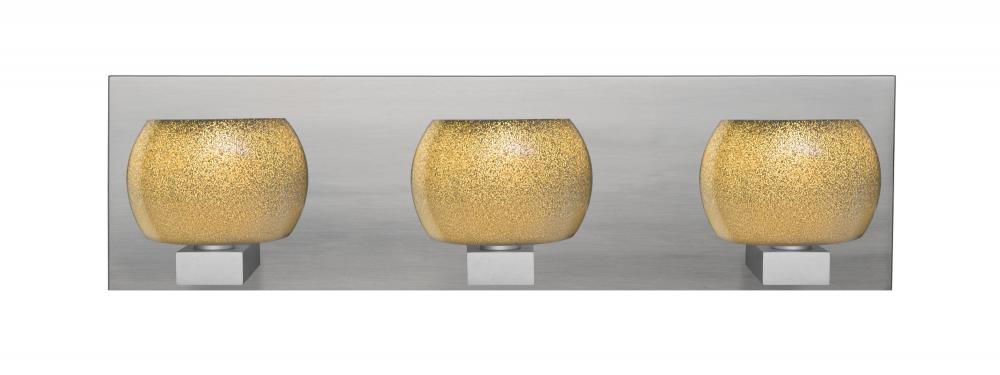 Besa, Keno Vanity, Gold Sand, Satin Nickel Finish, 3x3W LED