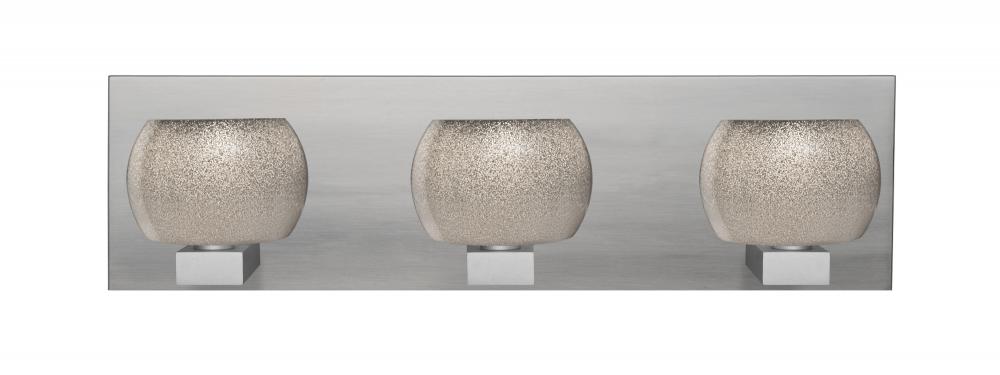 Besa, Keno Vanity, Smoke Sand, Satin Nickel Finish, 3x60W Halogen