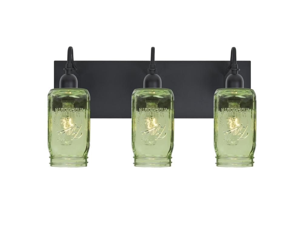 Besa Milo 4 Vanity, Green, Black Finish, 3x60W Medium Base