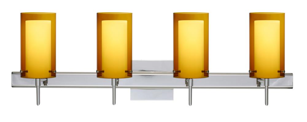 Besa Pahu 4 Wall With SQ Canopy 4SW Transparent Armagnac/Opal Chrome 4x40W G9