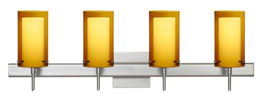 Besa Pahu 4 Wall With SQ Canopy 4SW Transparent Armagnac/Opal Satin Nickel 4x5W LED