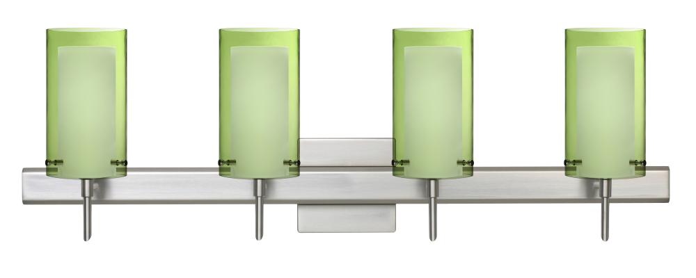 Besa Pahu 4 Wall With SQ Canopy 4SW Transparent Olive/Opal Satin Nickel 4x5W LED