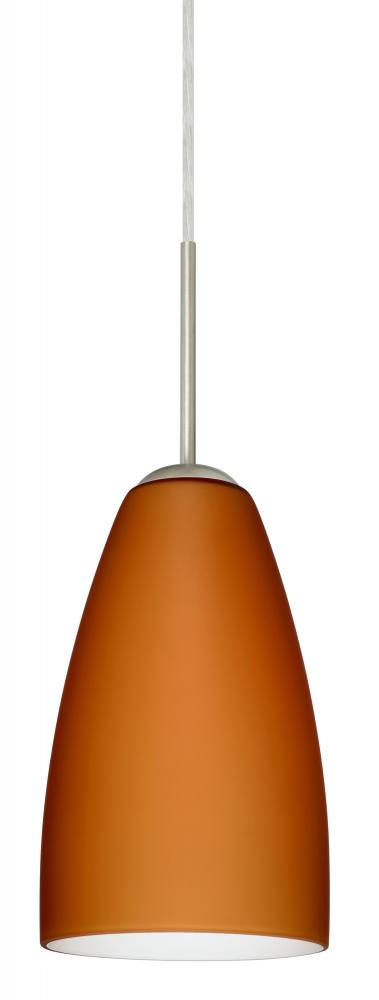 Besa Riva 9 LED Pendant J Amber Matte Satin Nickel 1x9W LED