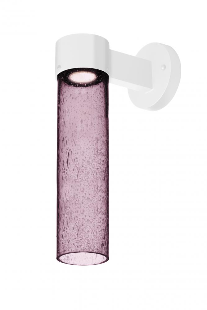 Besa, Juni 16 Outdoor Sconce, Plum Bubble, White Finish, 1x4W LED