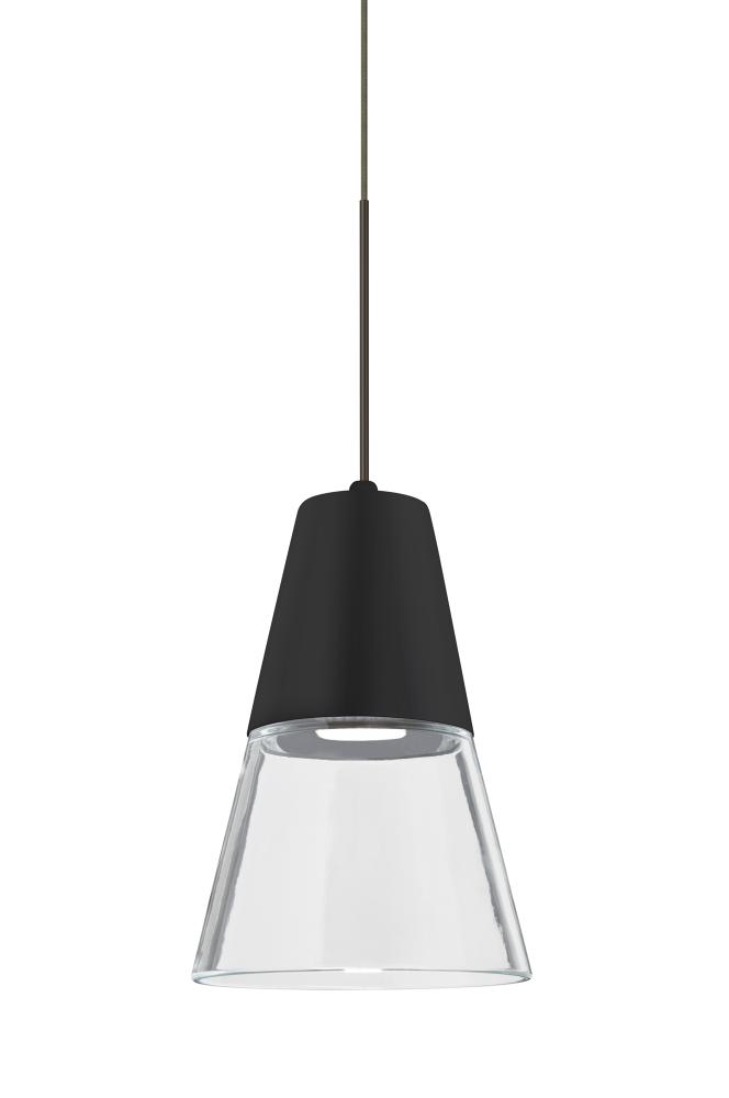 Besa, Timo 6 Cord Pendant,Clear/Black, Bronze Finish, 1x9W LED