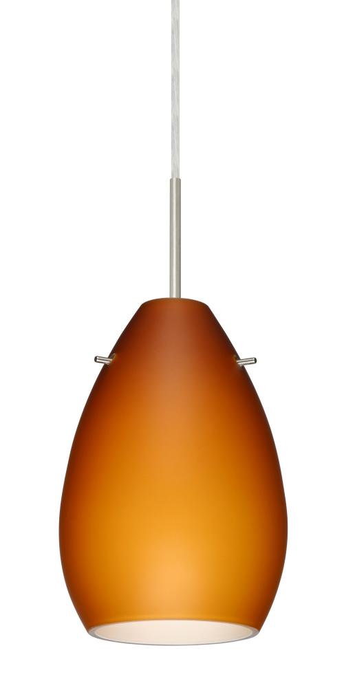 Besa Pera 6 Pendant Satin Nickel Amber Matte 1x40W Halogen