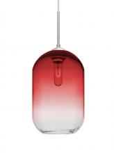 Besa Lighting 1JC-OMEGA12RD-SN - Besa, Omega 12 Cord Pendant,Red/Clear, Satin Nickel Finish, 1x60W Medium Base