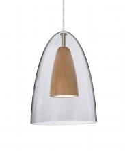 Besa Lighting 1JT-DANOCLMD-LED-SN - Besa, Dano Cord Pendant, Clear/Medium, Satin Nickel Finish, 1x9W LED