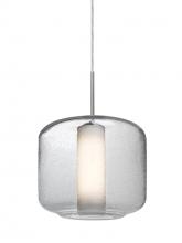 Besa Lighting 1JT-NILES10CO-SN - Besa Niles 10 Pendant, Clear Bubble/Opal, Satin Nickel Finish, 1x60W Medium Base T10