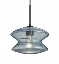 Besa Lighting 1JT-ZENBL-BR - Besa, Zen Cord Pendant, Blue Bubble, Bronze Finish, 1x60W Medium Base