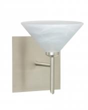 Besa Lighting 1SW-117652-LED-SN-SQ - Besa Wall With SQ Canopy Kona Satin Nickel Marble 1x5W LED