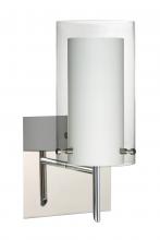 Besa Lighting 1SW-C44007-CR-SQ - Besa Pahu 4 Wall With SQ Canopy 1SW Clear/Opal Chrome 1x40W G9