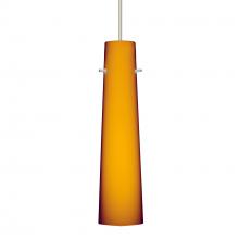 Besa Lighting 1XC-567480-SN-DIM010 - Besa Camino Pendant Satin Nickel Amber Matte 1x50W Halogen, 0-10V Dimming