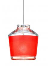 Besa Lighting 1XC-PIC6RD-LED-SN - Besa Pendant Pica 6 Satin Nickel Red Sand 1x5W LED