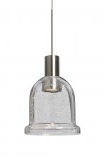 Besa Lighting 1XT-KIBACL-LED-SN - Besa, Kiba Cord Pendant, Clear Bubble, Satin Nickel Finish, 1x3W LED