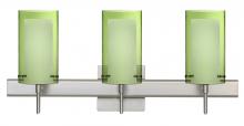 Besa Lighting 3SW-L44007-SN-SQ - Besa Pahu 4 Wall With SQ Canopy 3SW Transparent Olive/Opal Satin Nickel 3x40W G9