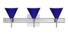 Besa Lighting 3SW-5121CM-CR-SQ - Besa Wall With Sq Canopy Kani Chrome Cobalt Blue Matte 3x40W G9