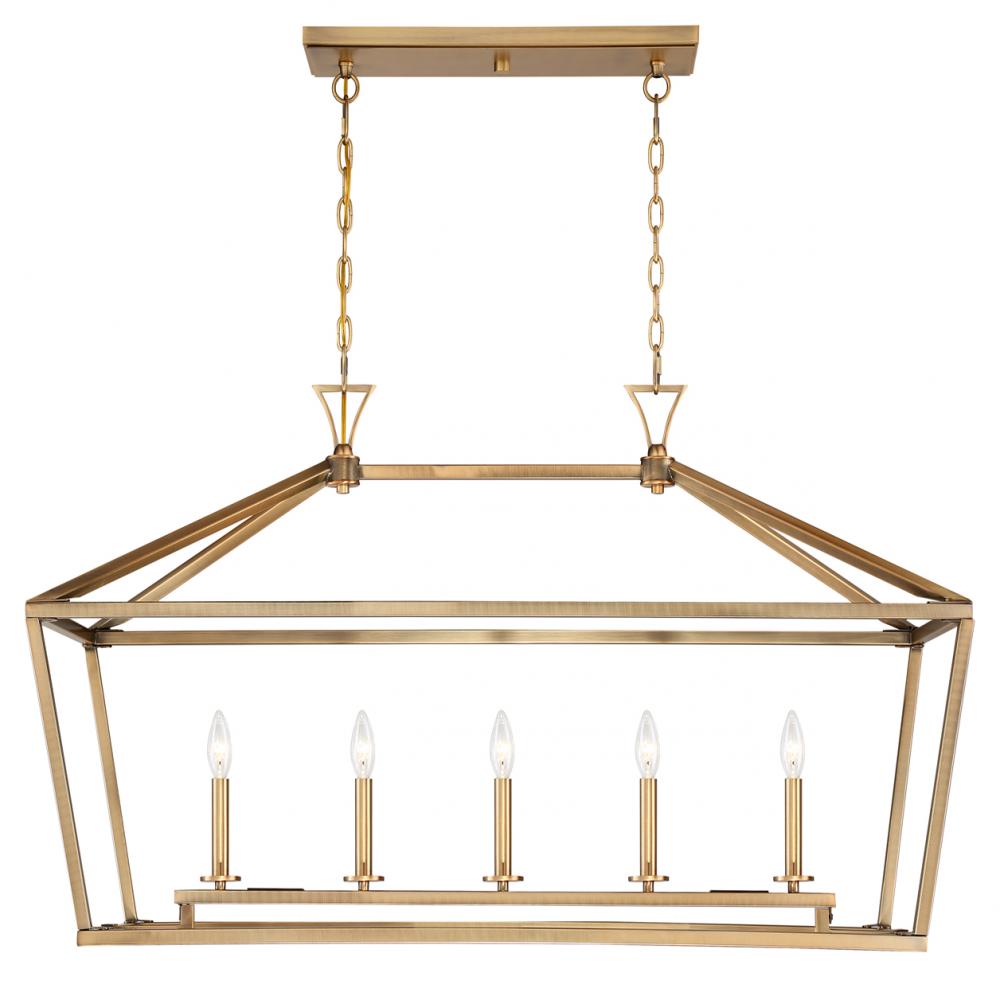 Townsend 5-Light Linear Chandelier in Warm Brass