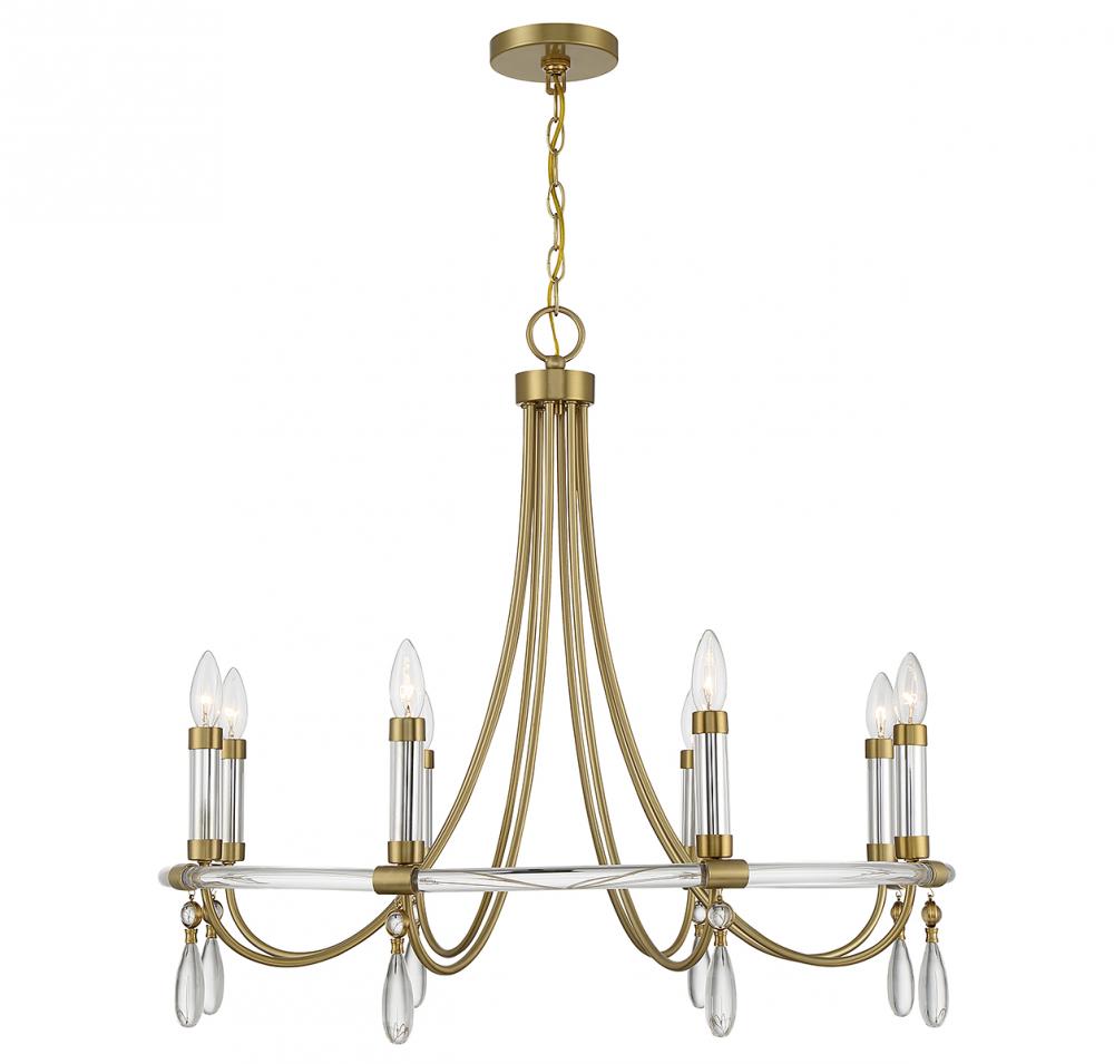 Mayfair 8-Light Chandelier in Warm Brass and Chrome