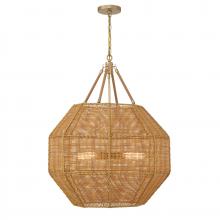 Savoy House 7-5106-5-177 - Selby 5-Light Pendant in Burnished Brass and Rattan