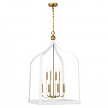 Savoy House 7-7800-8-142 - Sheffield 8-Light Pendant in White with Warm Brass Accents
