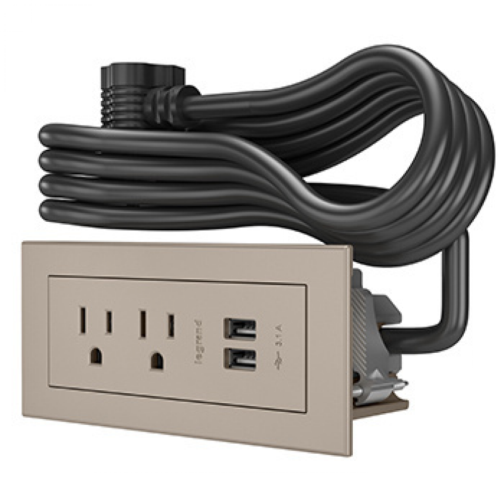 Furniture Power Basic Power Unit with 10' Cord - Nickel