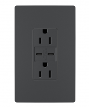 Legrand R26USBCC6G - radiant? 15A Tamper-Resistant Ultra-Fast USB Type C/C Outlet, Graphite
