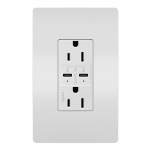 Legrand R26USBPDW - radiant? 15A Tamper Resistant Ultra Fast PLUS Power Delivery USB Type C/C Outlet, White